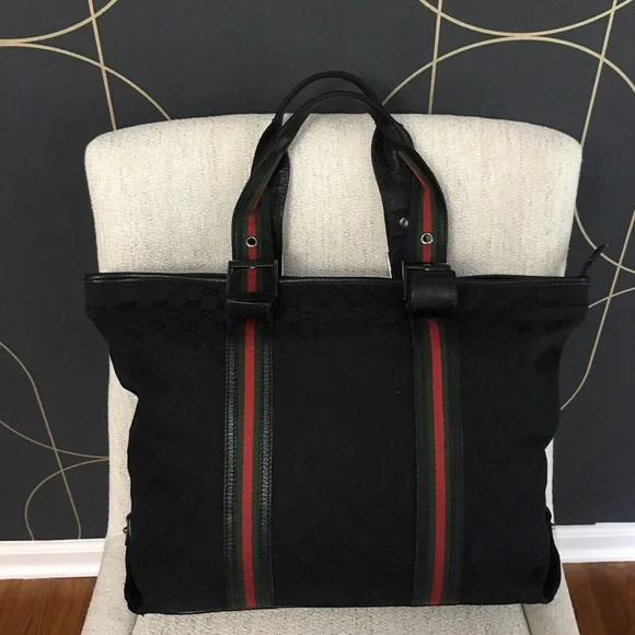 Authentic Gucci black monogram canvas tote bag - Picture 3 of 16